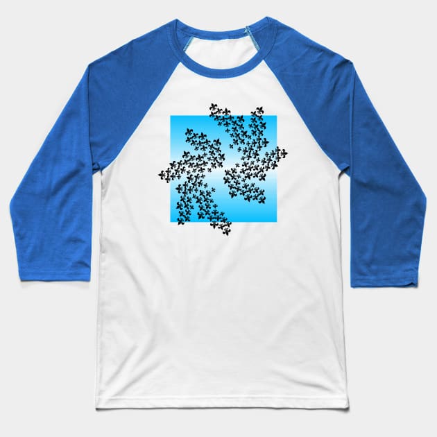 Blue Fleur de Lis fractal Baseball T-Shirt by Crayle